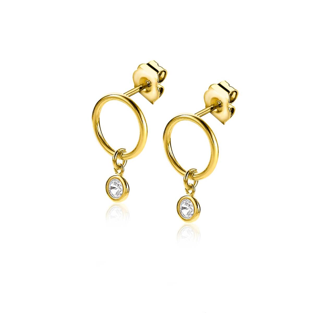 Zinzi ZIO2200Y goudkleurige oorstekers met zirkonia - Diameter 13 mm