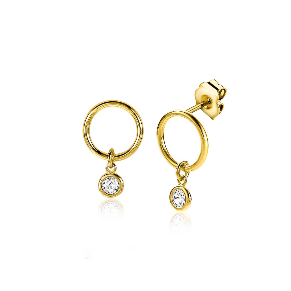 Zinzi ZIO2200Y goudkleurige oorstekers met zirkonia - Diameter 13 mm