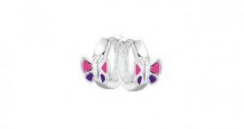 zilveren kinderoorbellen vlinder roze en paars